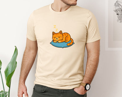brand:Bella Canvas|color:Soft Cream|Sleeping Orange Cat Cute Kawaii 2 Graphic T-Shirt