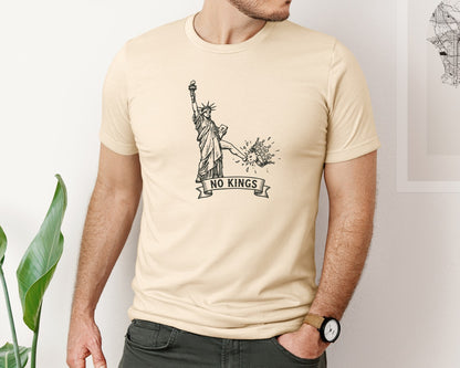brand:Bella Canvas|color:Soft Cream|No King Lady Liberty Kicks Crown Graphic T-Shirt