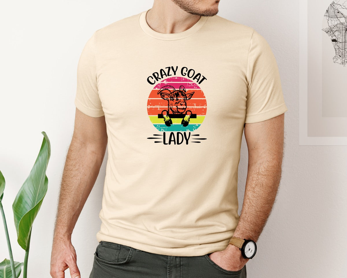 brand:Bella Canvas|color:Soft Cream|Crazy Goat Lady 19 Graphic T-Shirt