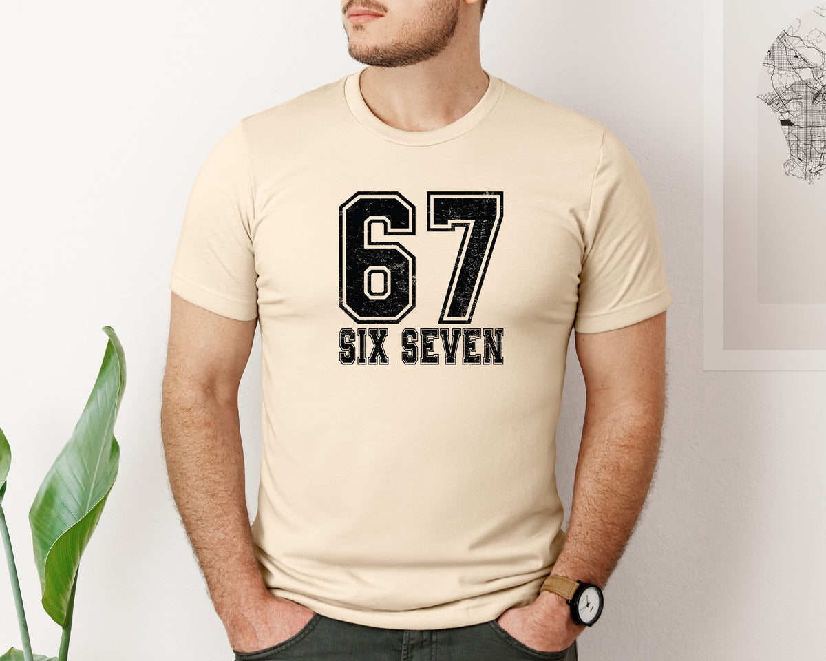 brand:Bella Canvas|color:Soft Cream|6 7 Six Seven 6 7 Funny Meme Saying 2 Graphic T-Shirt