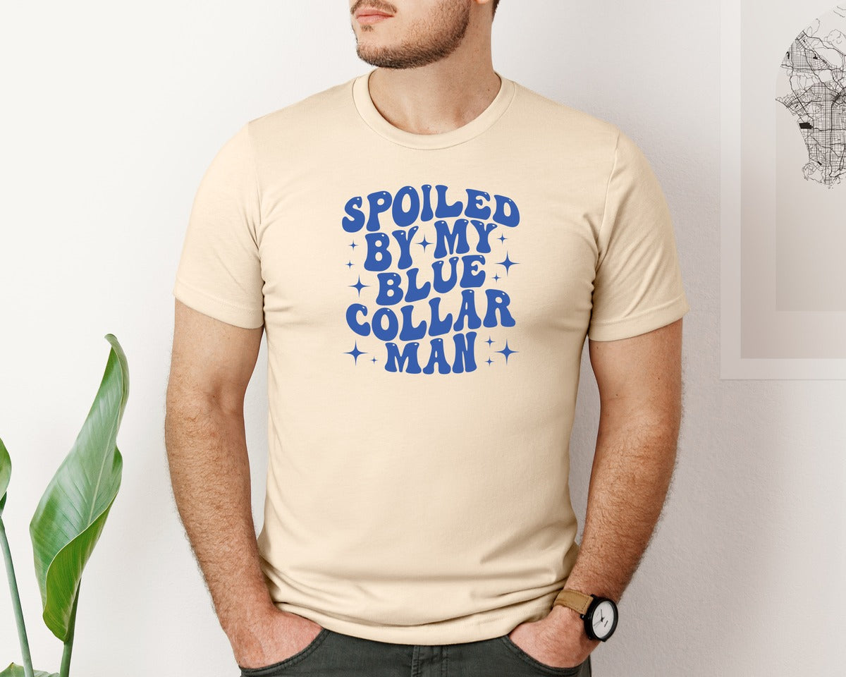 brand:Bella Canvas|color:Soft Cream|Spoiled By My Blue Collar Man 4 Graphic T-Shirt