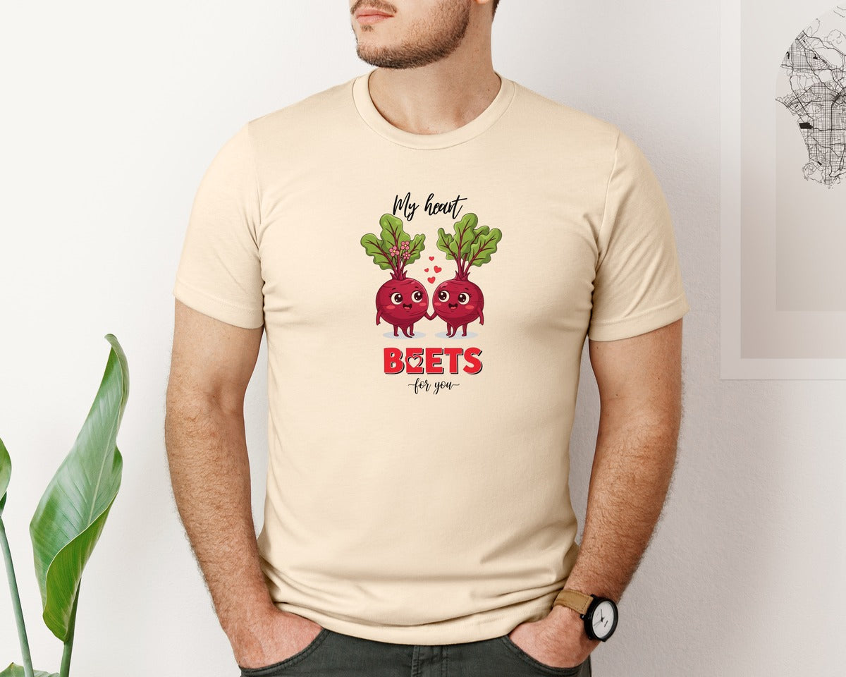 brand:Bella Canvas|color:Soft Cream|My Heart Beets For You Valentine Beet Graphic T-Shirt
