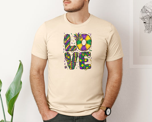 Mardi Gras Love King Cake Graphic T-Shirt