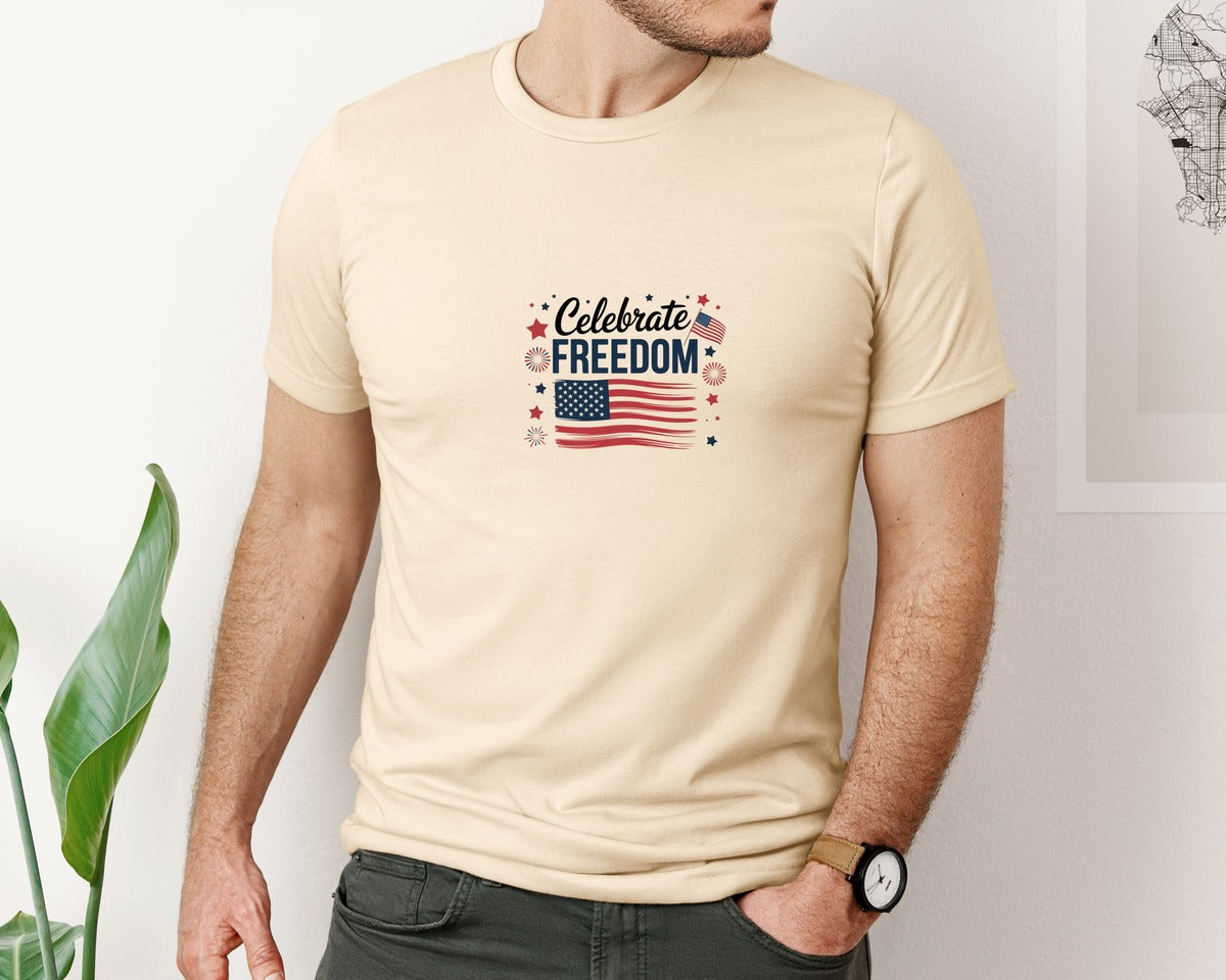 brand:Bella Canvas|color:Soft Cream|Celebrate Freedom 3 Graphic T-Shirt
