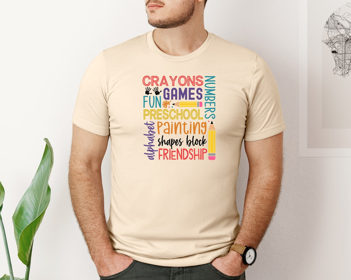 brand:Bella Canvas|color:Soft Cream|School Teacher Retro Graphic T-Shirt