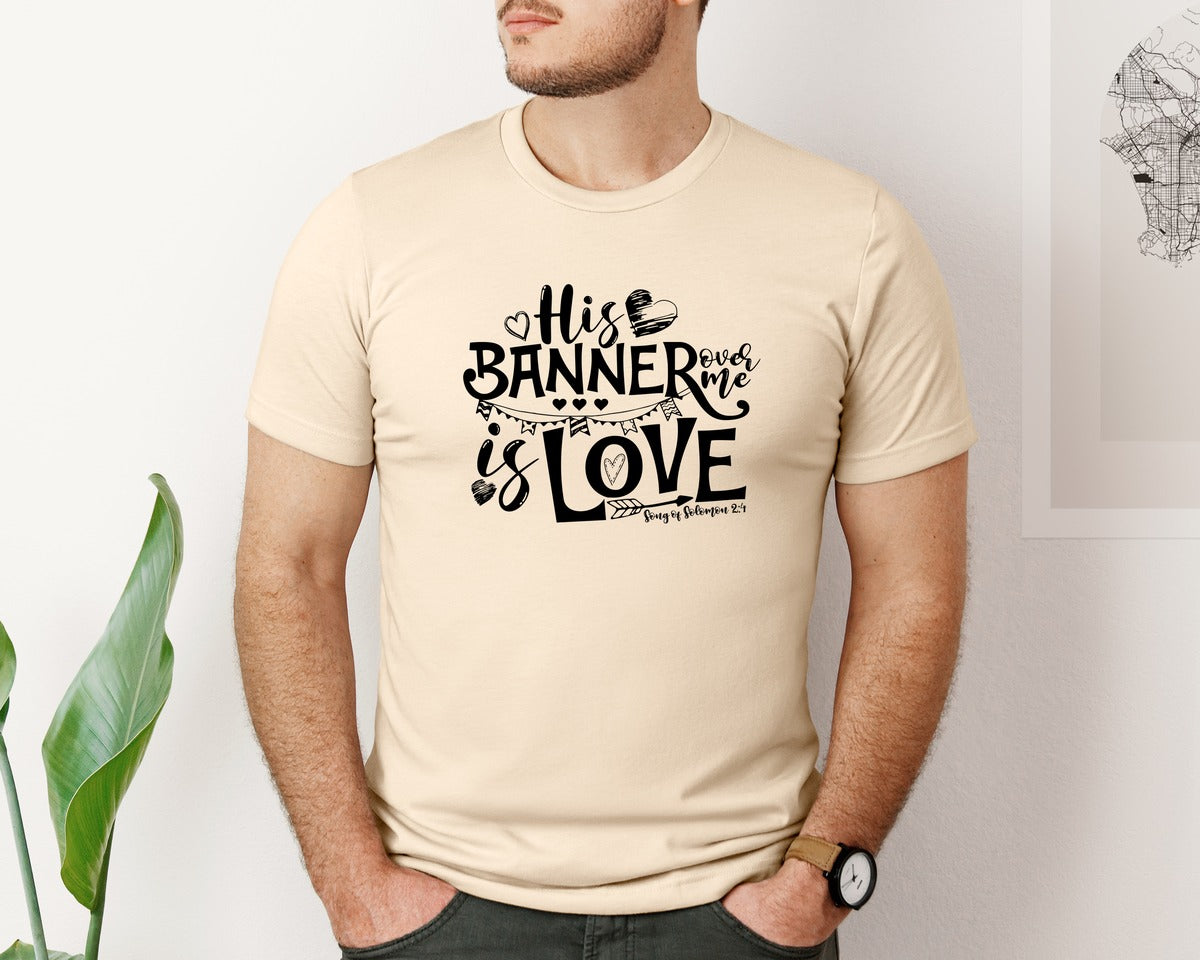 brand:Bella Canvas|color:Soft Cream|His Banner Is Love Graphic T-Shirt