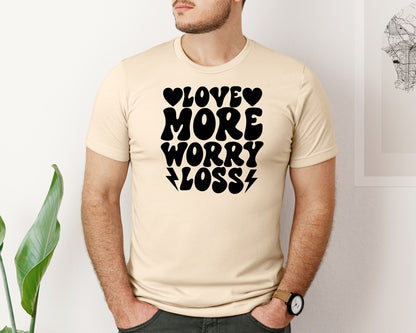 brand:Bella Canvas|color:Soft Cream|Love More Worry Loss 16 Graphic T-Shirt
