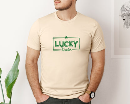 brand:Bella Canvas|color:Soft Cream|Lucky Teacher Svgst Patricks Day 2 Graphic T-Shirt