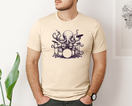 Octopus Playing Drums Retro 90S Graphic T-Shirt