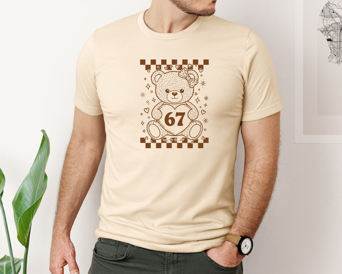 brand:Bella Canvas|color:Soft Cream|67 Valentines Teddy Valentines Day Graphic T-Shirt