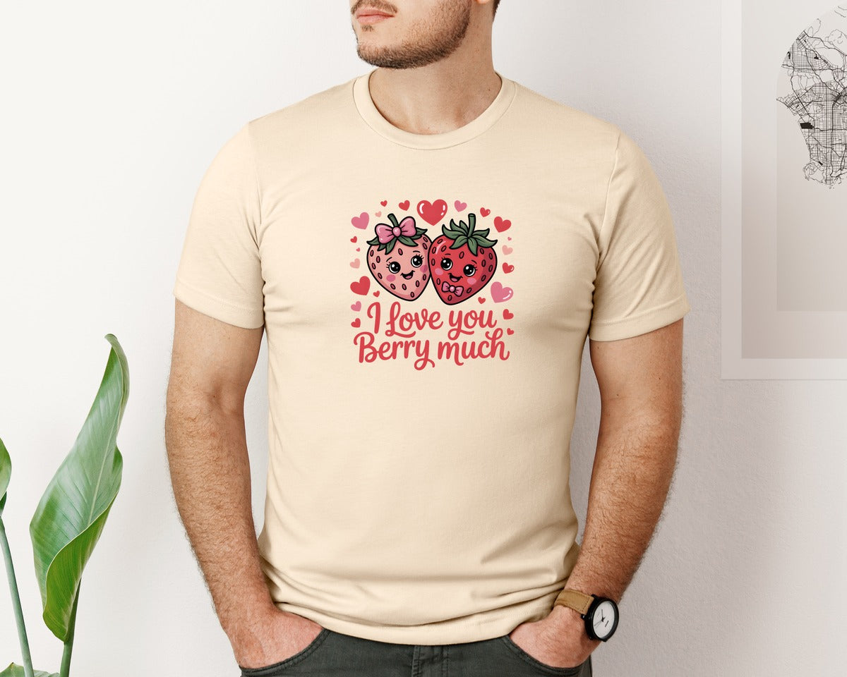 brand:Bella Canvas|color:Soft Cream|I Love You Berry Much 11 Graphic T-Shirt