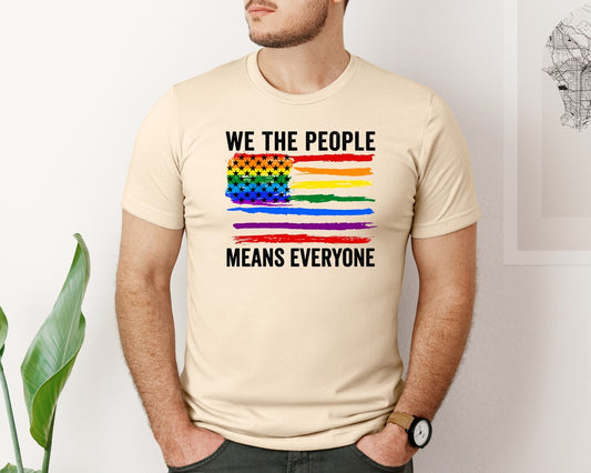 Pride Means Everyone Rainbow Flag Graphic T-Shirt