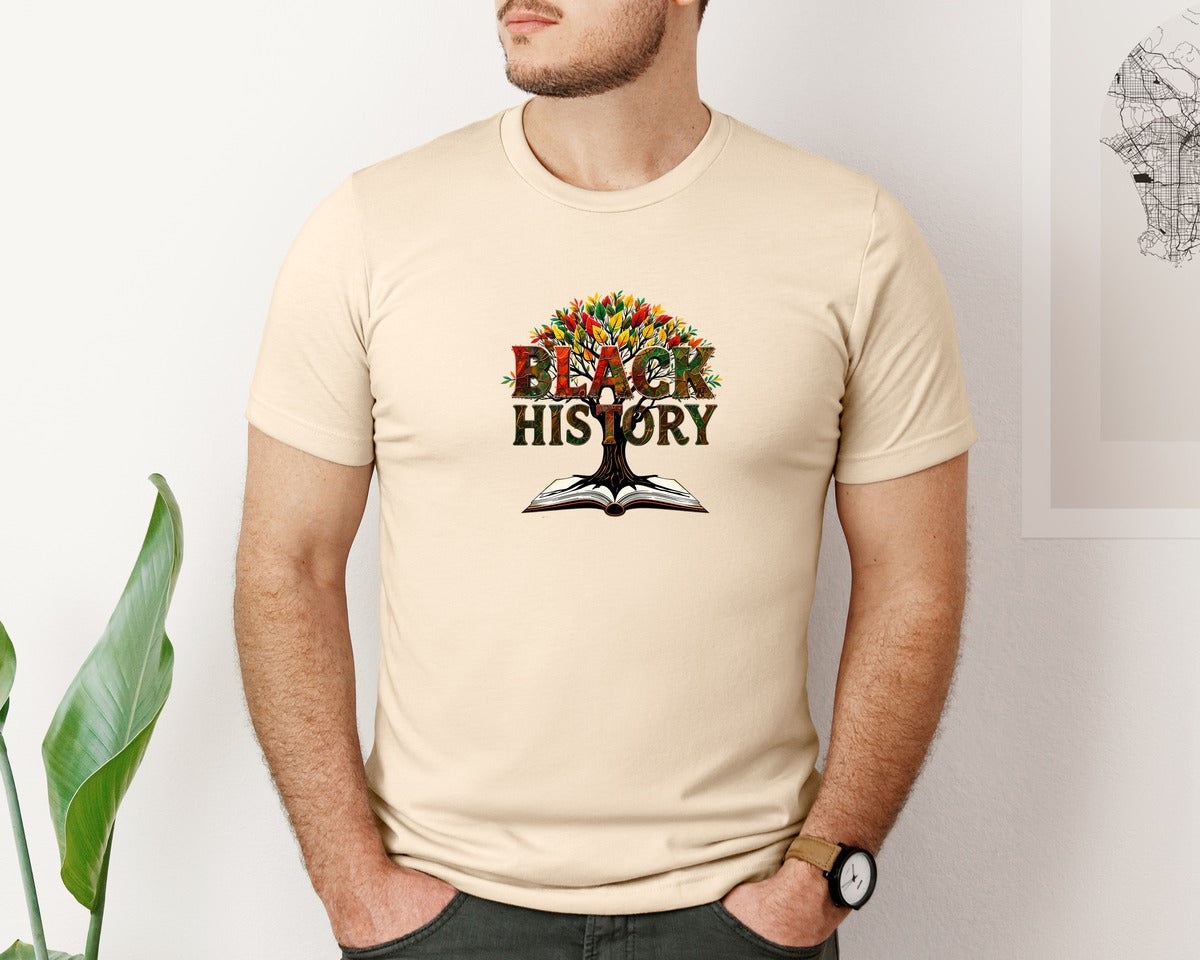 brand:Bella Canvas|color:Soft Cream|Black History Month Tree Of Knowledge Graphic T-Shirt