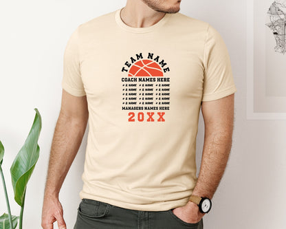 brand:Bella Canvas|color:Soft Cream|Basketball Team Template Roster Graphic T-Shirt