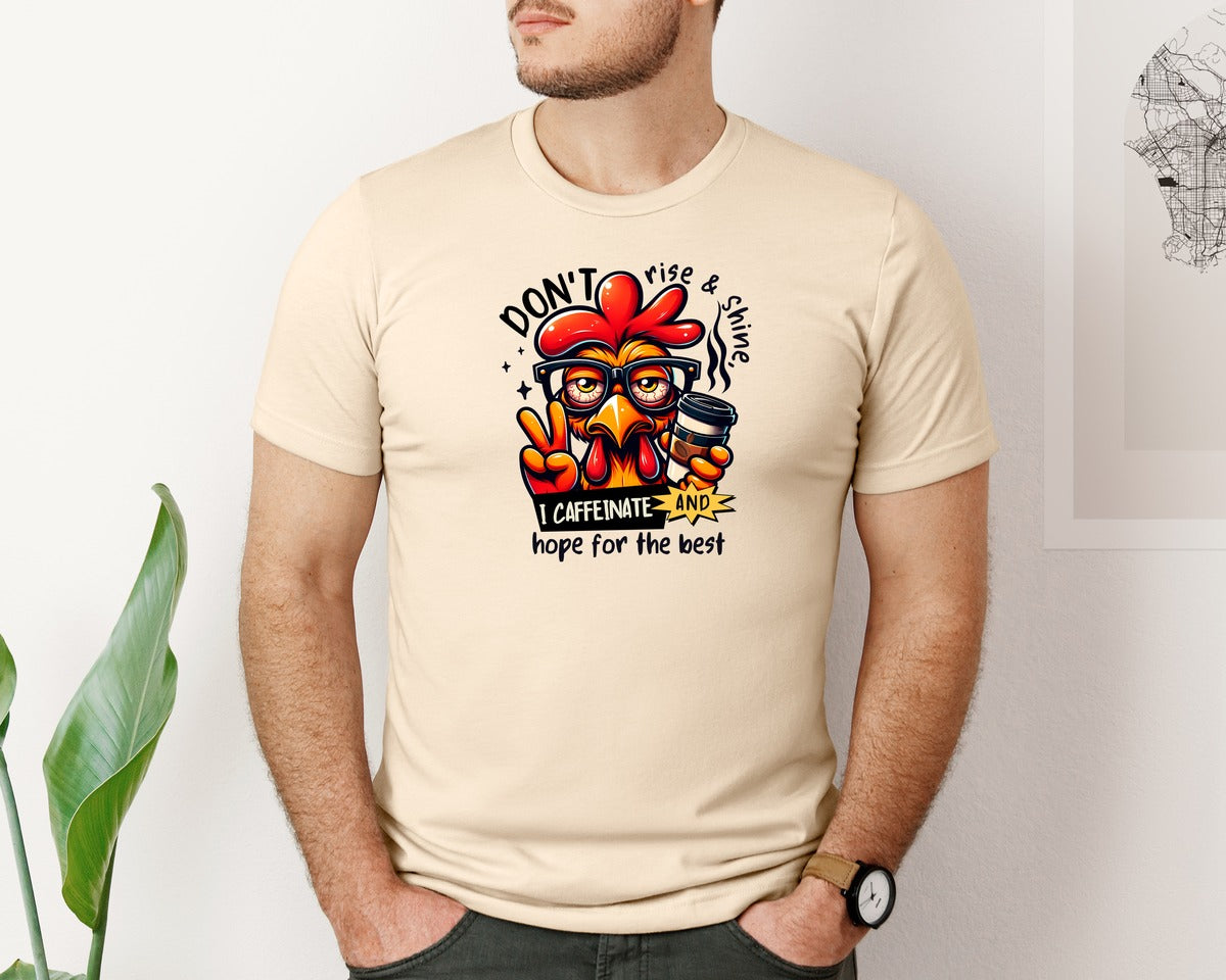 brand:Bella Canvas|color:Soft Cream|I Dont Rise And Shine Funny Chicken Graphic T-Shirt