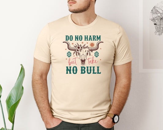 Western Cowgirl Boho Bull Skull Graphic T-Shirt