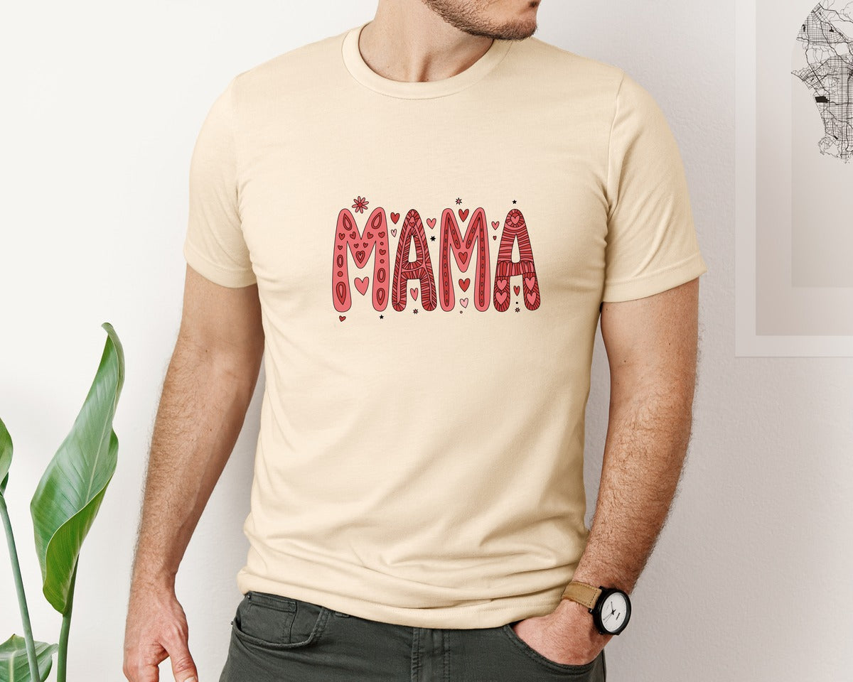 brand:Bella Canvas|color:Soft Cream|Mama Valentines Mama 2 Graphic T-Shirt