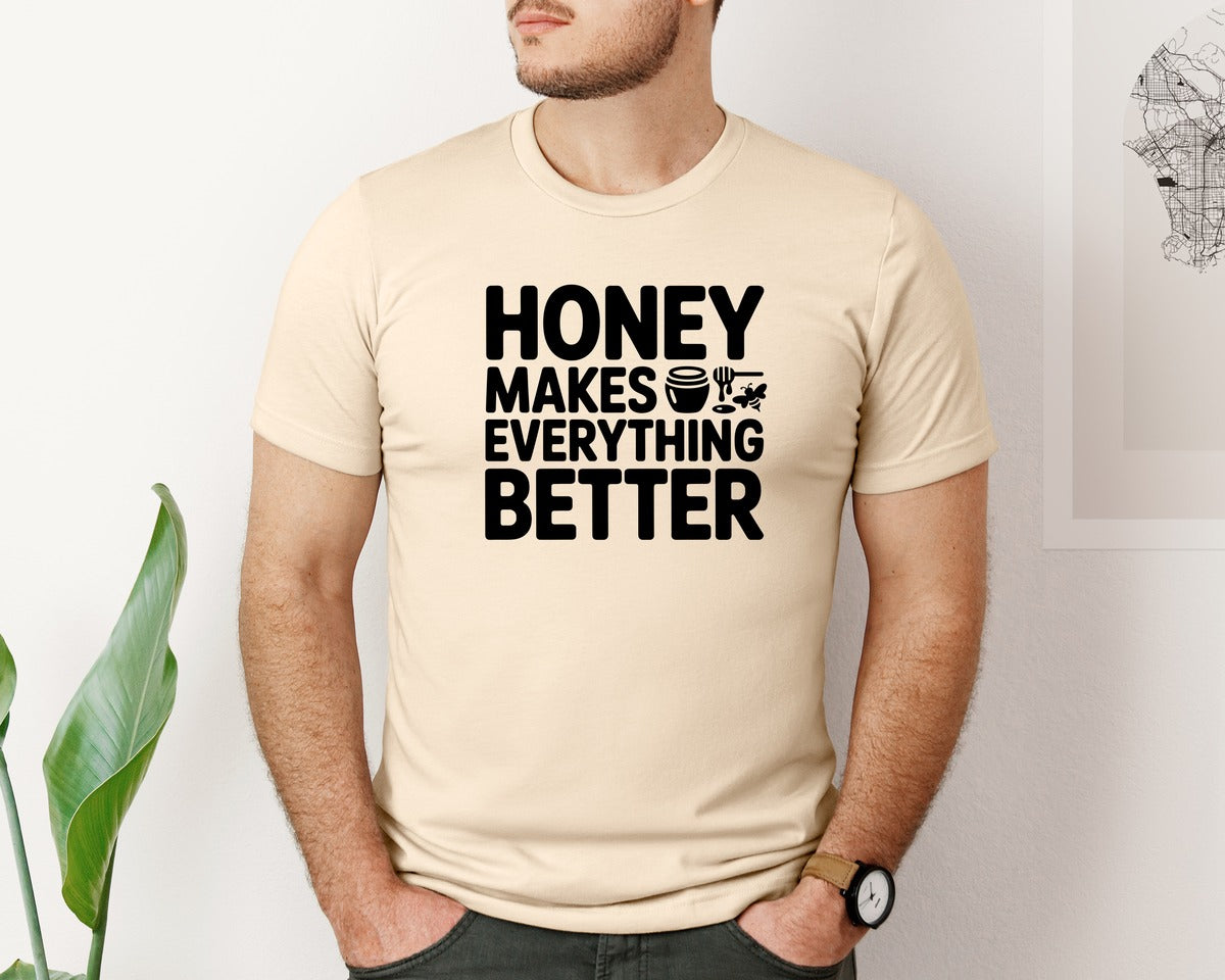 brand:Bella Canvas|color:Soft Cream|Honey Makes Everything Better Bee Graphic T-Shirt