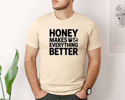 brand:Bella Canvas|color:Soft Cream|Honey Makes Everything Better Bee Graphic T-Shirt