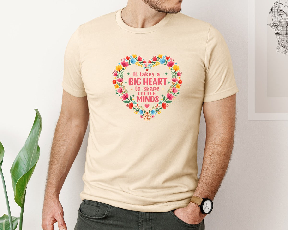 brand:Bella Canvas|color:Soft Cream|Teacher Appreciation Floral Big Heart Graphic T-Shirt