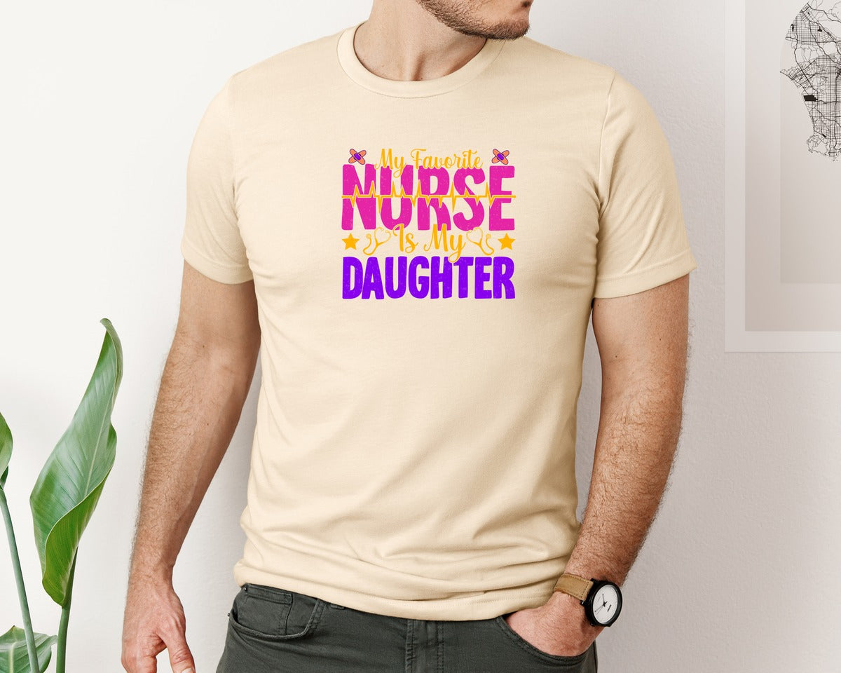 brand:Bella Canvas|color:Soft Cream|Favorite Nurse Is My Daughter Nirse Mom Graphic T-Shirt