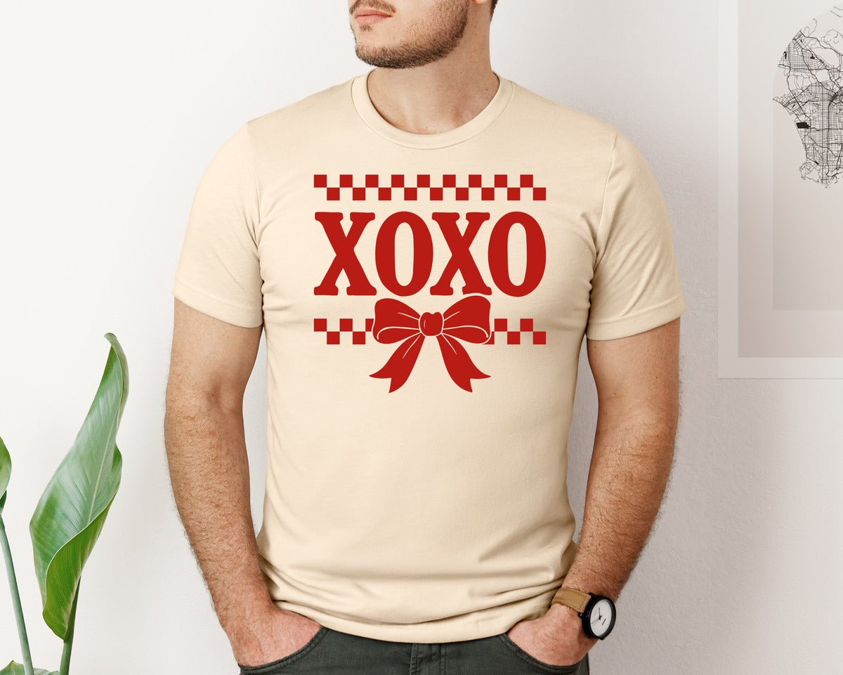 brand:Bella Canvas|color:Soft Cream|Retro Xoxo Coquette Valentines Love 2 Graphic T-Shirt