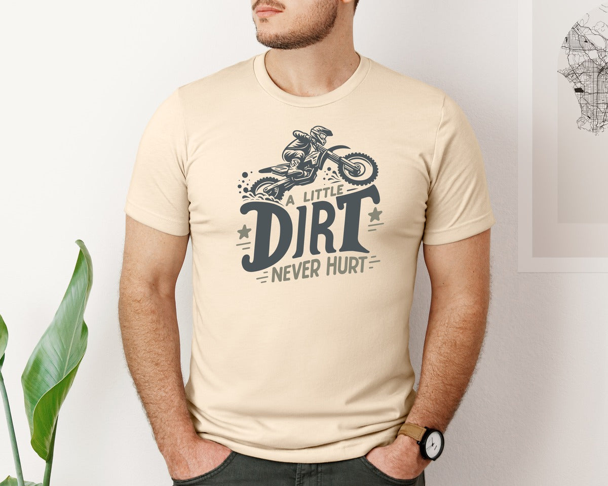brand:Bella Canvas|color:Soft Cream|Dirt Motorbike Motocross Lifestyle Humor Graphic T-Shirt