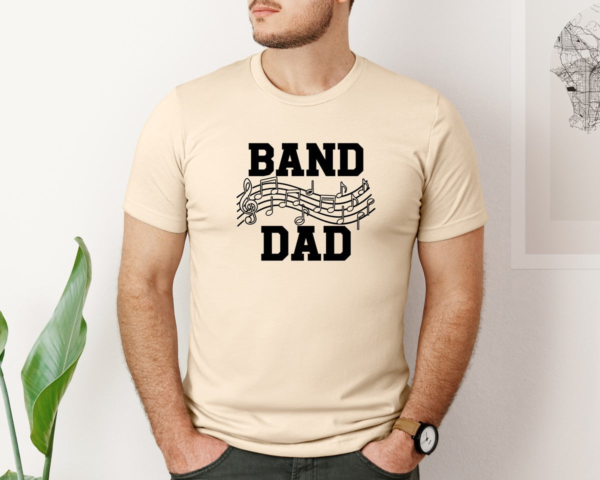 brand:Bella Canvas|color:Soft Cream|Band Dad Musical Notes Graphic Graphic T-Shirt