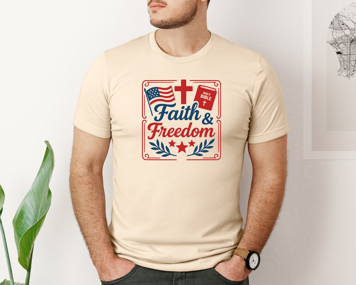 brand:Bella Canvas|color:Soft Cream|4Th Of July Christian Jesus Graphic T-Shirt