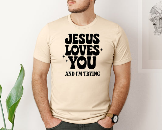 Retro Jesus Loves You Christian Graphic T-Shirt