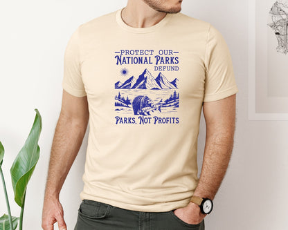 brand:Bella Canvas|color:Soft Cream|Protect Our National Parks Defund Doge Graphic T-Shirt