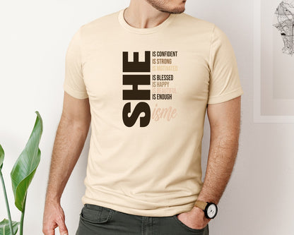 brand:Bella Canvas|color:Soft Cream|Black Woman Empowerment She Is Me Graphic T-Shirt