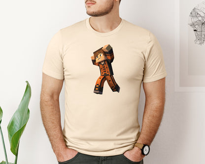 brand:Bella Canvas|color:Soft Cream|Minecraft Boy Dabbing Halloween 14 Graphic T-Shirt