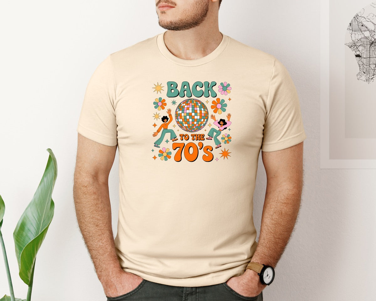 brand:Bella Canvas|color:Soft Cream|Funky Disco Ball Back To The 70S Graphic T-Shirt