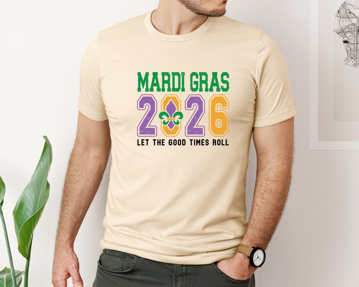 brand:Bella Canvas|color:Soft Cream|Mardi Gras Mardi Gras 2026 2 Graphic T-Shirt