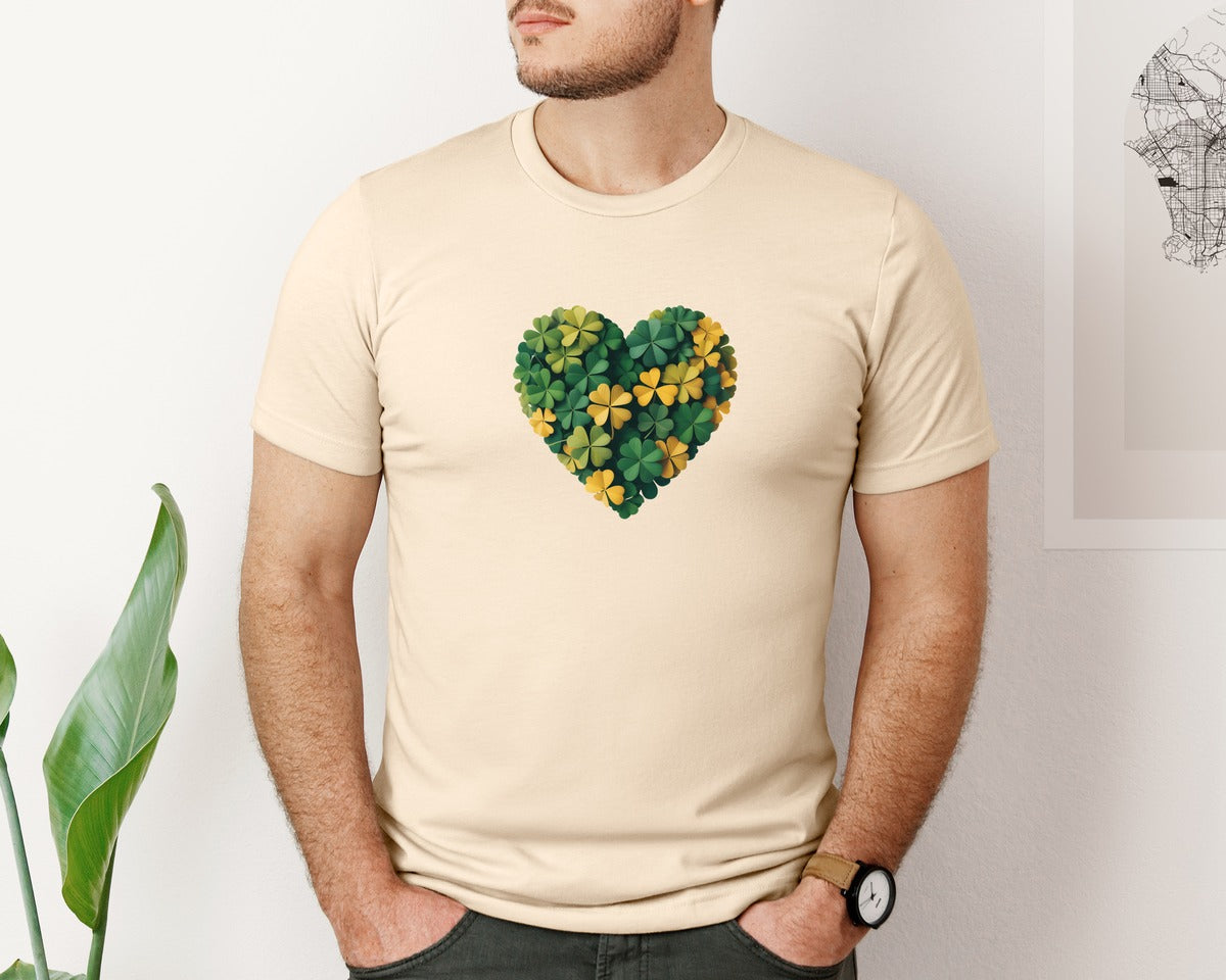 brand:Bella Canvas|color:Soft Cream|St Patricks Day Heart Brushstroke 7 Graphic T-Shirt