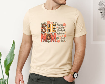 brand:Bella Canvas|color:Soft Cream|Christian Mom With Bible 2 Graphic T-Shirt