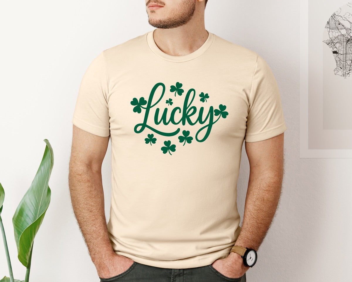 brand:Bella Canvas|color:Soft Cream|Lucky Quote St Patricks Day Lucky Graphic T-Shirt