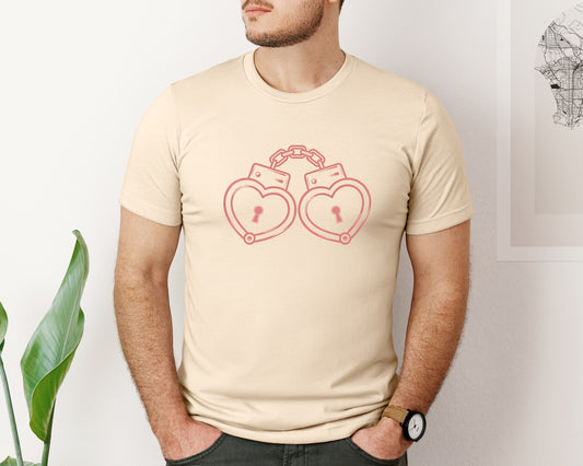 Heart Handcuffs Valentine T Shirt Graphic T-Shirt