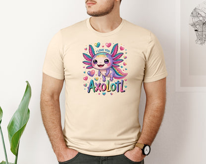 brand:Bella Canvas|color:Soft Cream|Axolotl I Love You Pastel Cute Graphic T-Shirt
