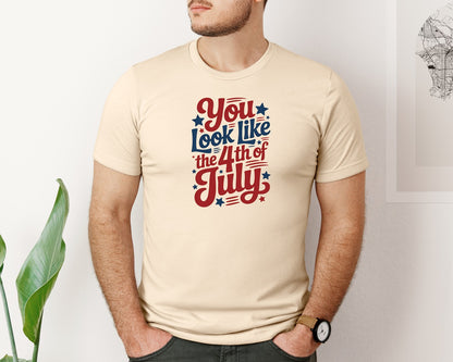 brand:Bella Canvas|color:Soft Cream|You Look 4Th Of July Patriotic Graphic T-Shirt