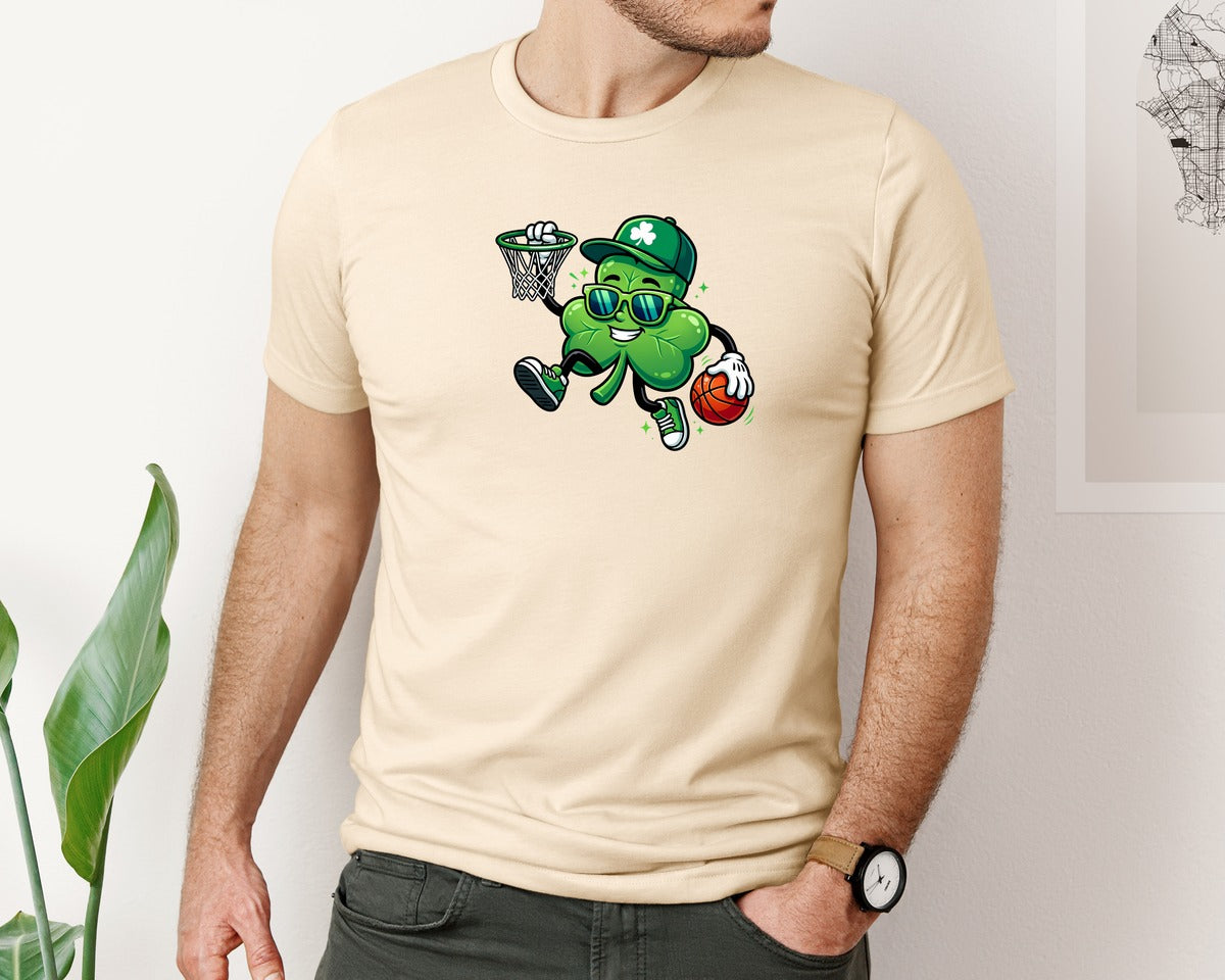 brand:Bella Canvas|color:Soft Cream|Shamrock Basketball St Patricks Graphic T-Shirt