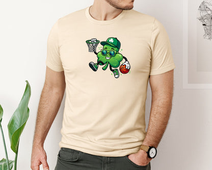 brand:Bella Canvas|color:Soft Cream|Shamrock Basketball St Patricks Graphic T-Shirt