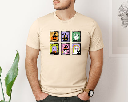 brand:Bella Canvas|color:Soft Cream|Neon Halloween Retro Spooky Season Graphic T-Shirt