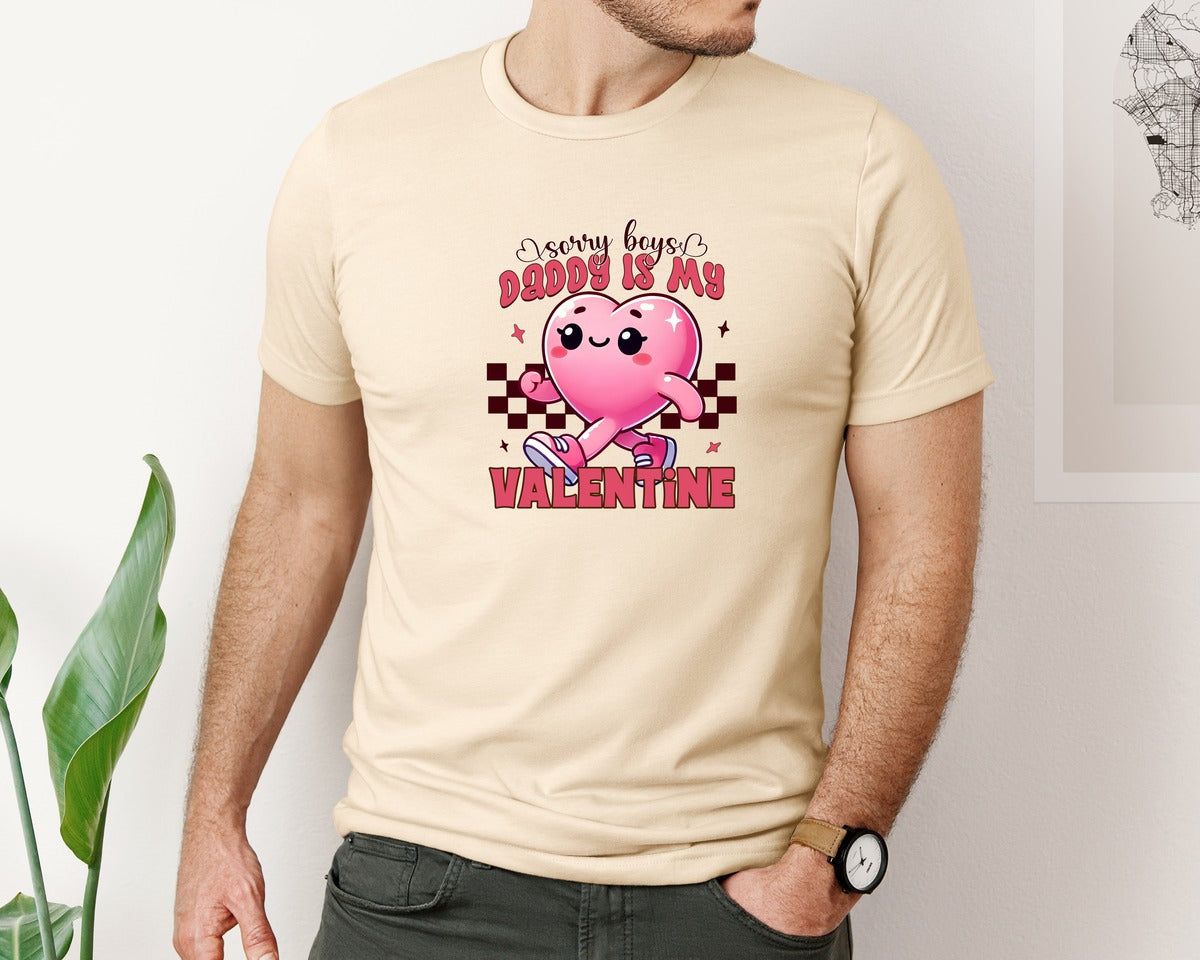 brand:Bella Canvas|color:Soft Cream|Sorry Boys Daddy Is My Valentine Design Graphic T-Shirt