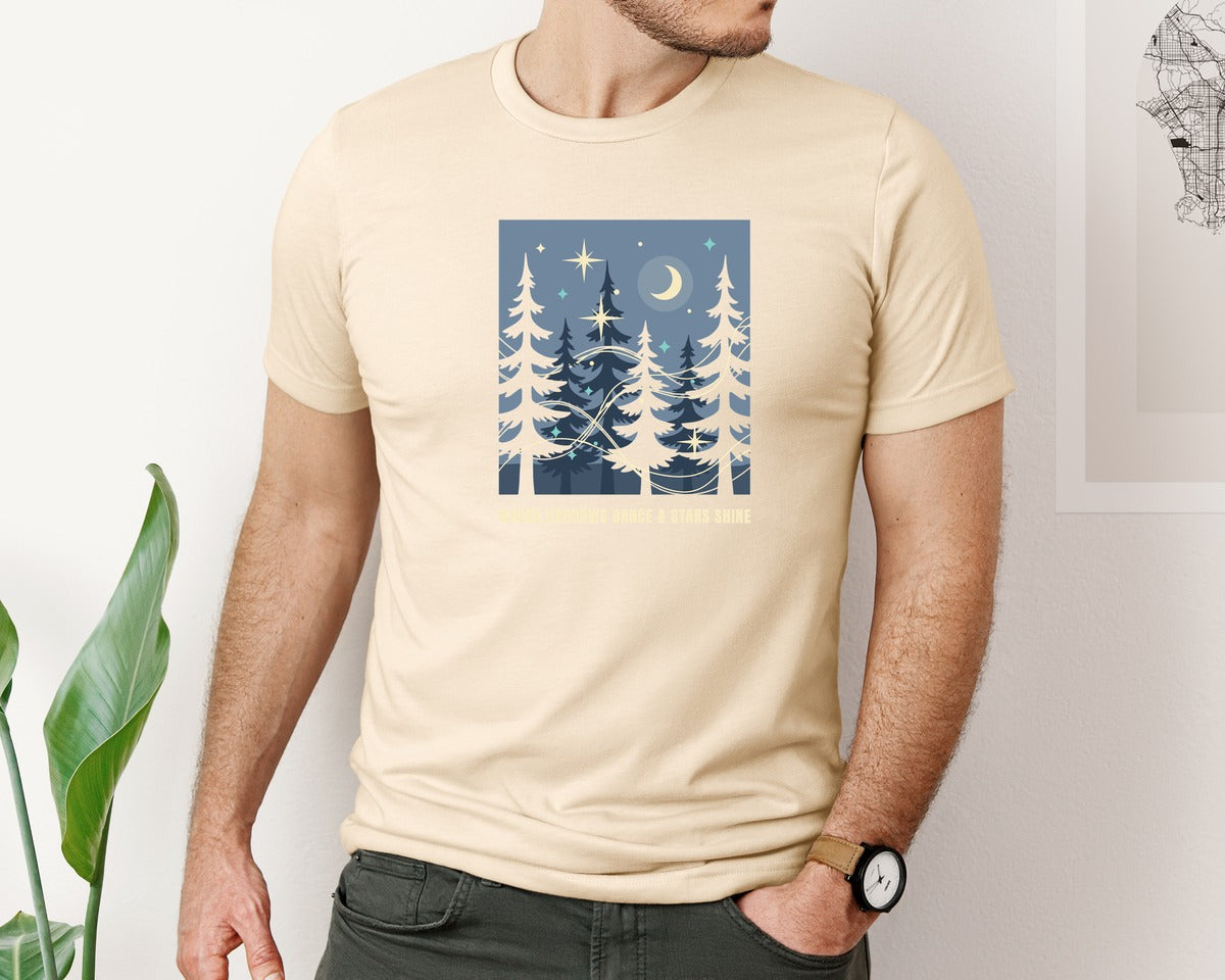 brand:Bella Canvas|color:Soft Cream|Where Shadows Dance Stars Shine Graphic T-Shirt