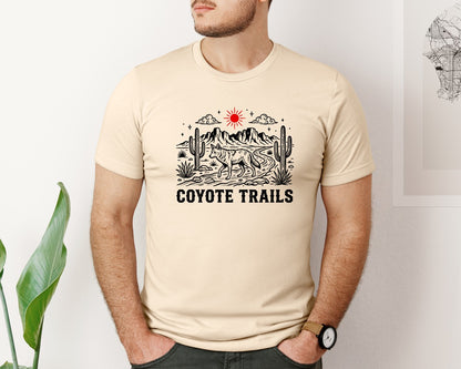 brand:Bella Canvas|color:Soft Cream|Coyote Trails Desert Graphic T-Shirt