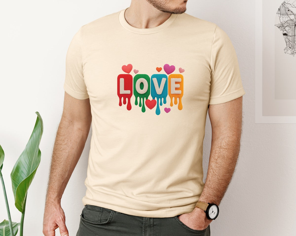 brand:Bella Canvas|color:Soft Cream|Faux Yarn Love Valentines Day 69 Graphic T-Shirt