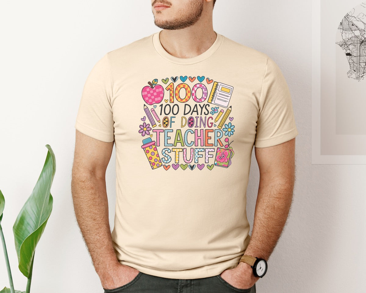 brand:Bella Canvas|color:Soft Cream|100 Days Of School 57 Graphic T-Shirt