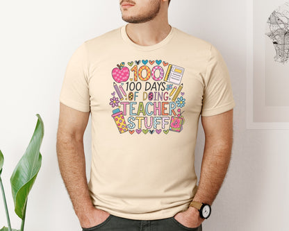 brand:Bella Canvas|color:Soft Cream|100 Days Of School 57 Graphic T-Shirt